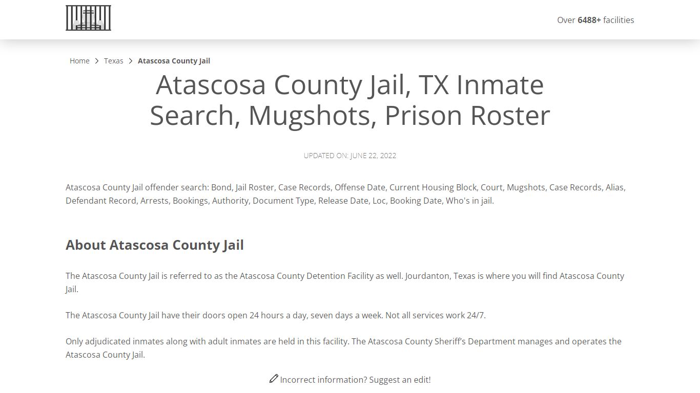 Atascosa County Jail, TX Inmate Search, Mugshots, Prison ...